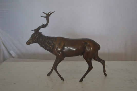 Running Deer Bronze Statue -  Size: 15"L x 4"W x 13"H.