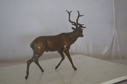 Running Deer Bronze Statue -  Size: 15"L x 4"W x 13"H.