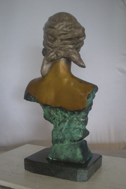Lady Bust Bronze Statue -  Size: 15"L x 9"W x 29"H.