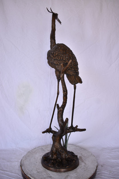 Great Blue Heron Looking Ahead Bronze Statue Fountain Size: 14" x 20" x 47"H