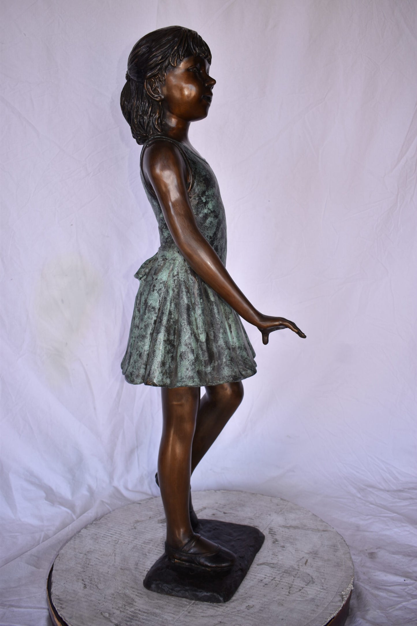 Young Ballerina Performing at A Show Bronze Statue Size: 14" x 14" x 41"H