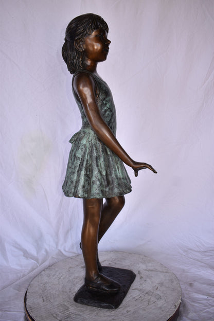 Young Ballerina Performing at A Show Bronze Statue Size: 14" x 14" x 41"H