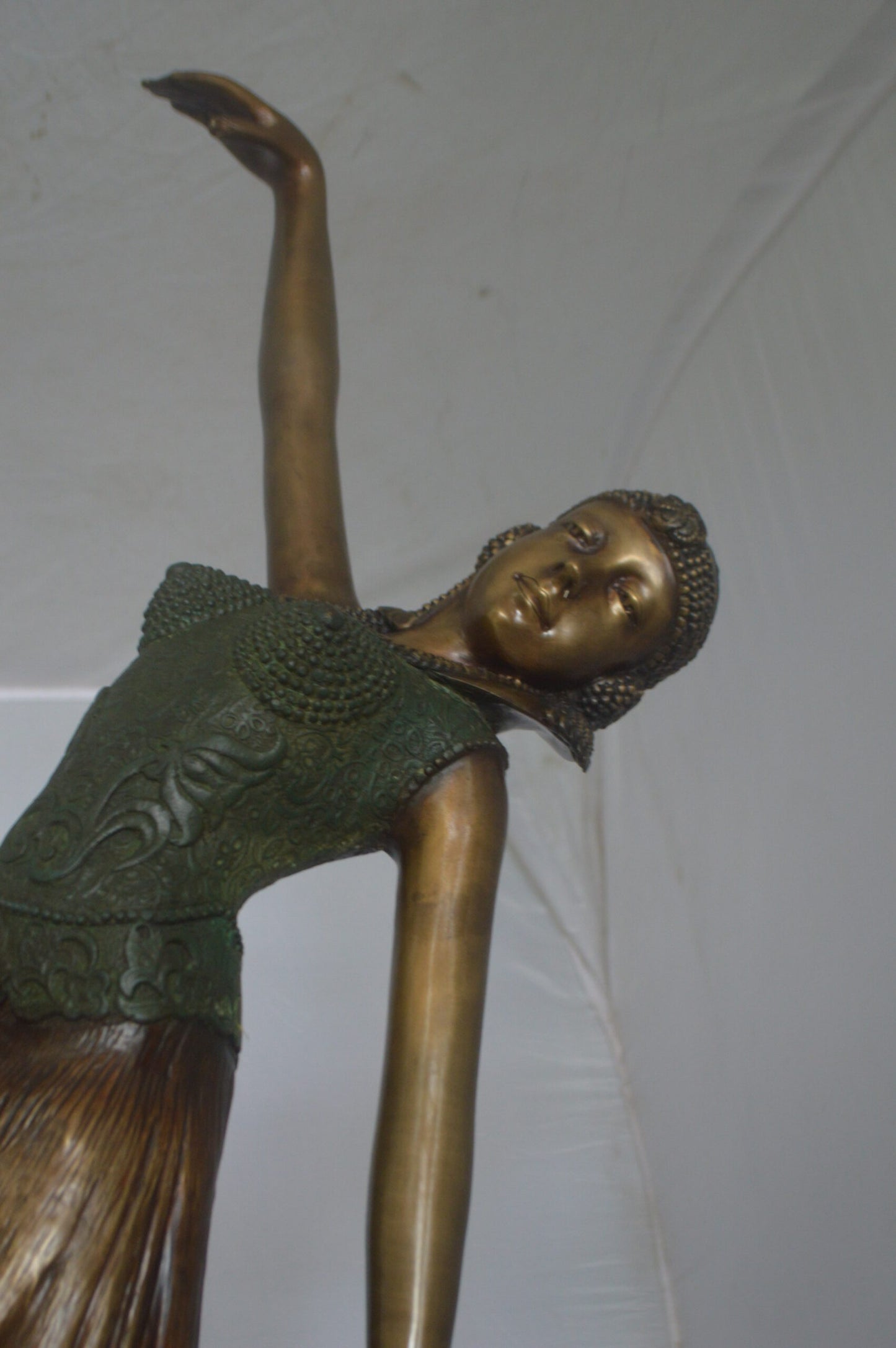Beautiful Dancer Performing Bronze Statue -  Size: 27"L x 12"W x 48"H.
