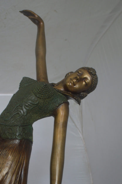 Beautiful Dancer Performing Bronze Statue -  Size: 27"L x 12"W x 48"H.