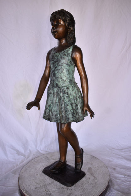 Young Ballerina Performing at A Show Bronze Statue Size: 14" x 14" x 41"H