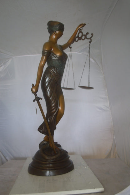 Lady Justice 47H Bronze Statue -  Size: 25"L x 11"W x 47"H.