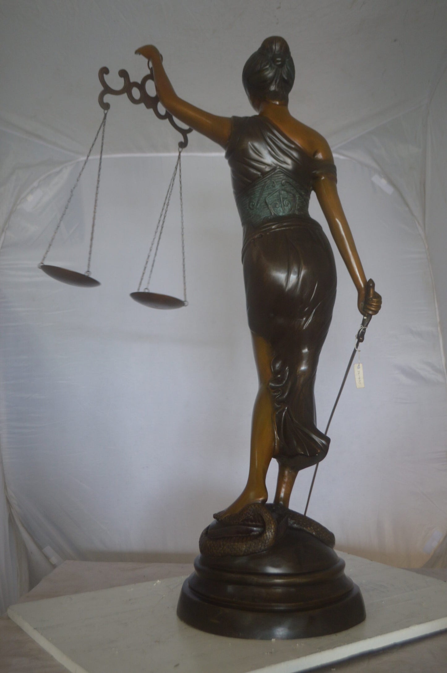 Lady Justice 47H Bronze Statue -  Size: 25"L x 11"W x 47"H.
