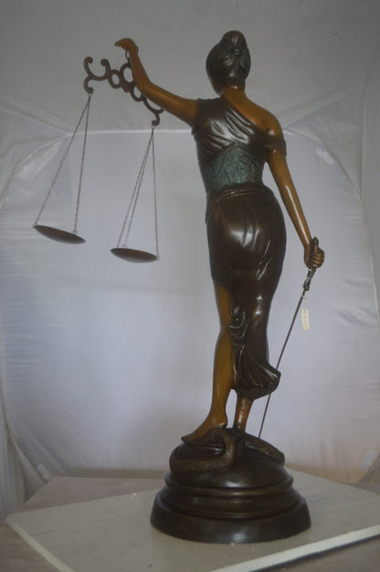 Lady Justice 47H Bronze Statue -  Size: 25"L x 11"W x 47"H.