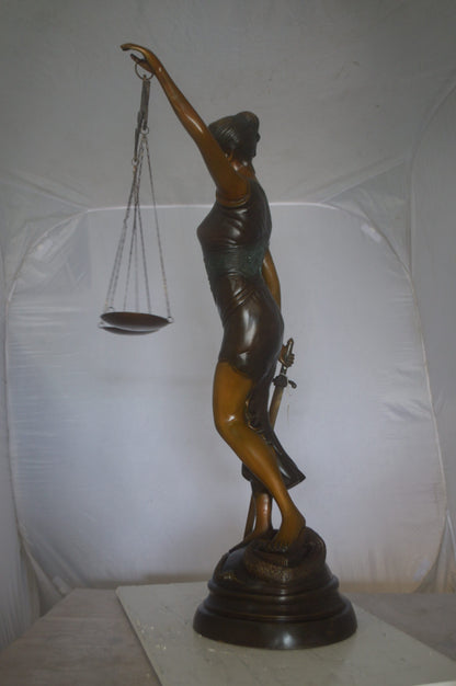 Lady Justice 47H Bronze Statue -  Size: 25"L x 11"W x 47"H.