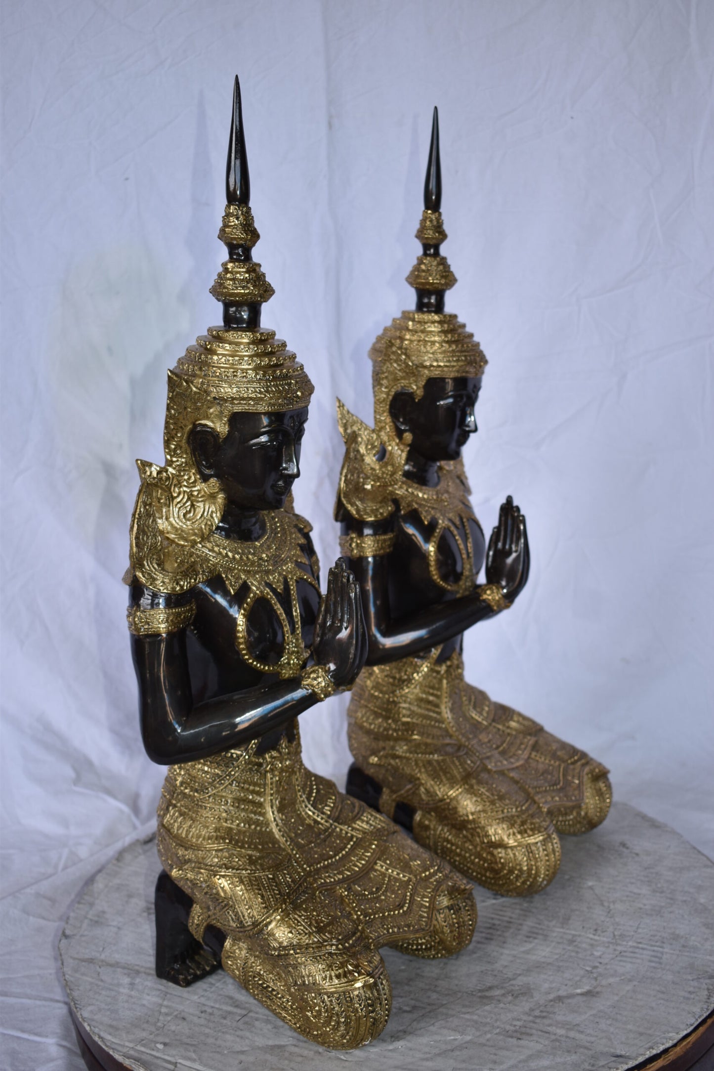 Thepphanom Made of Bronze with gold finish statue Size: 9" x 10" x 29"H