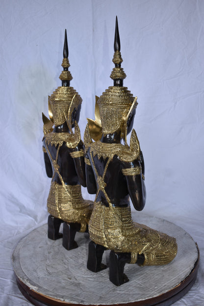 Thepphanom Made of Bronze with gold finish statue Size: 9" x 10" x 29"H
