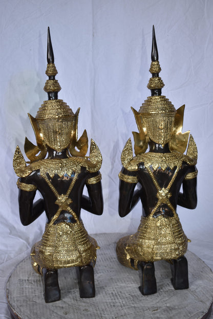 Thepphanom Made of Bronze with gold finish statue Size: 9" x 10" x 29"H