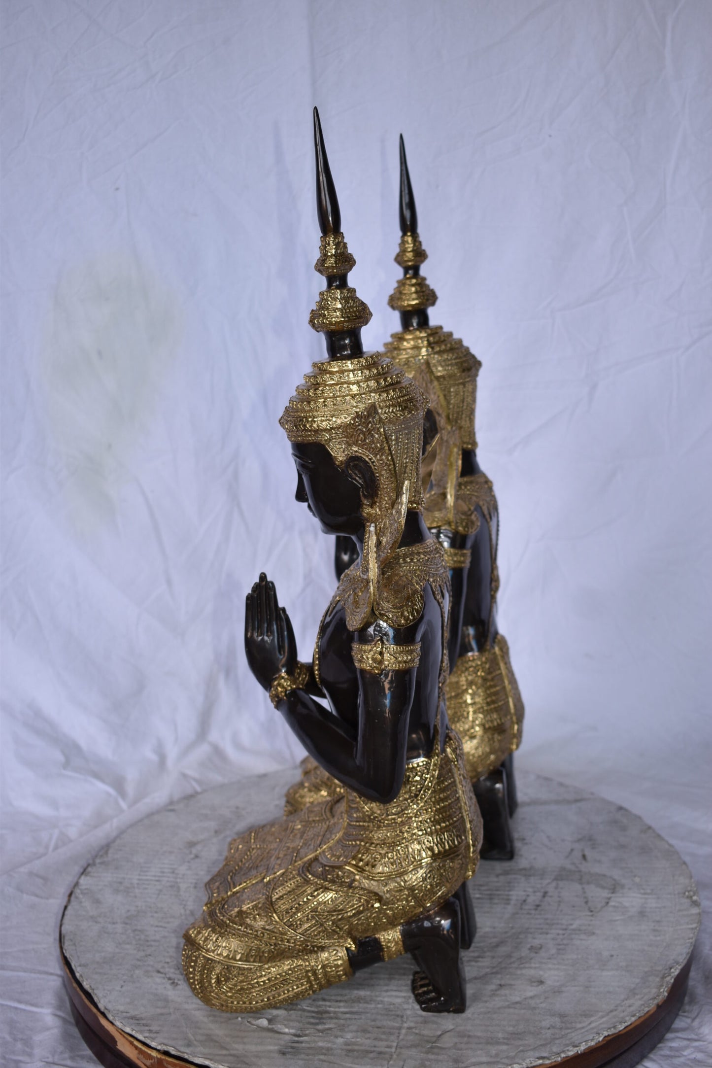 Thepphanom Made of Bronze with gold finish statue Size: 9" x 10" x 29"H