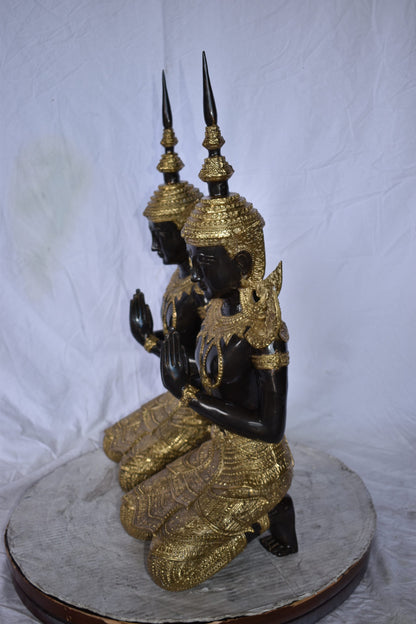 Thepphanom Made of Bronze with gold finish statue Size: 9" x 10" x 29"H