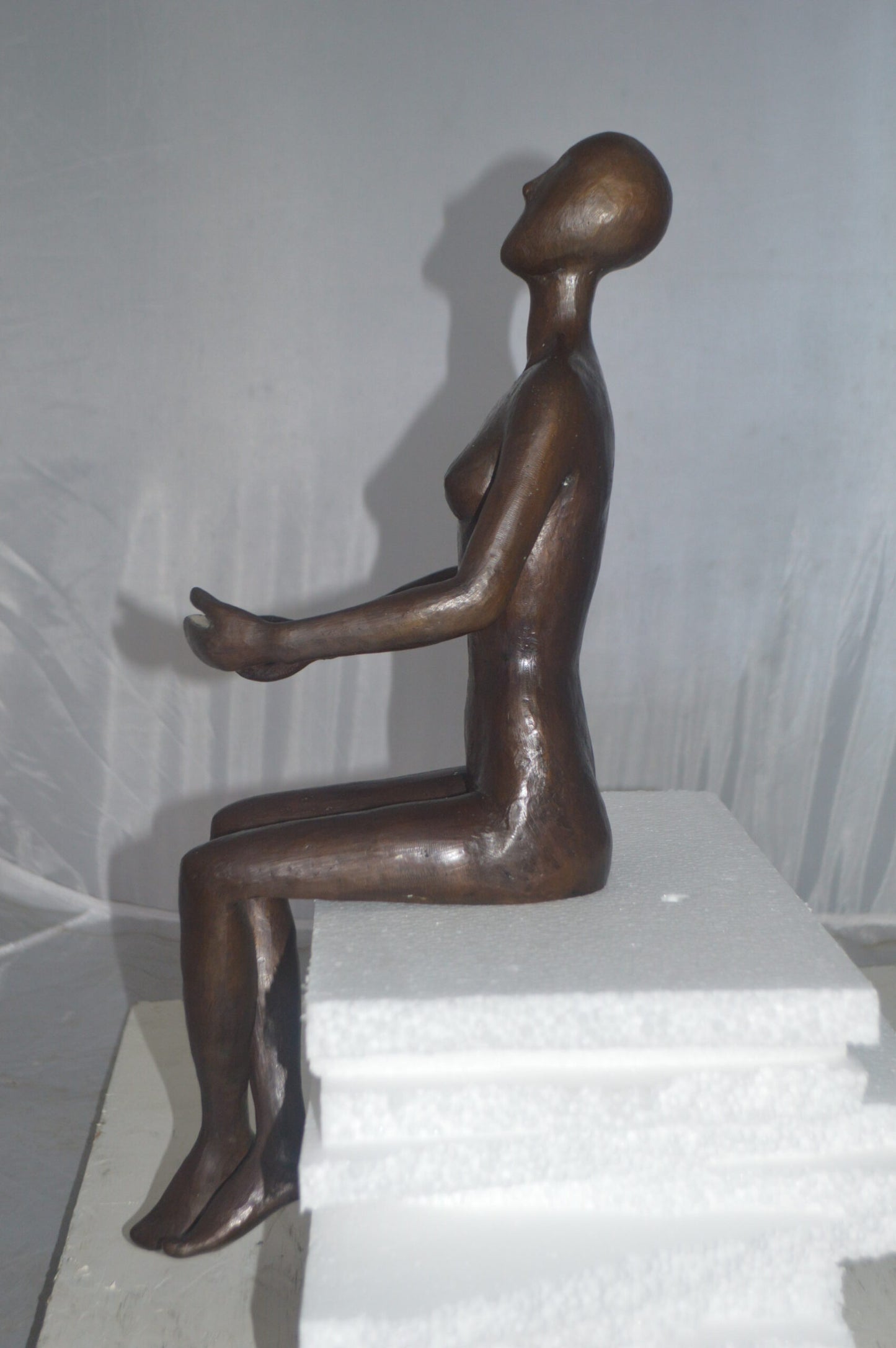 Abstract of Art Nude Girl sitting Bronze Statue -  Size: 9"L x 6"W x 21"H.
