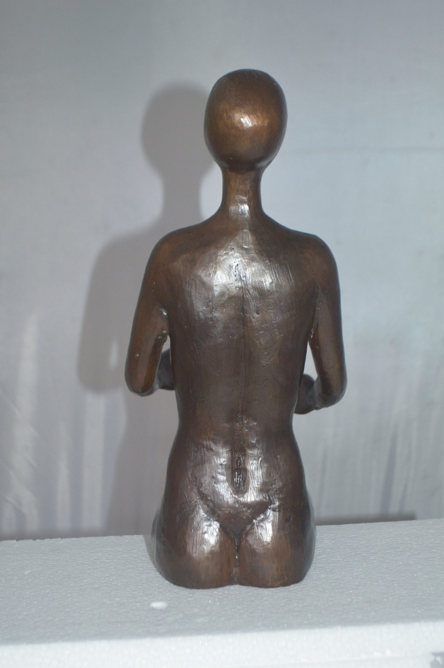 Abstract of Art Nude Girl sitting Bronze Statue -  Size: 9"L x 6"W x 21"H.