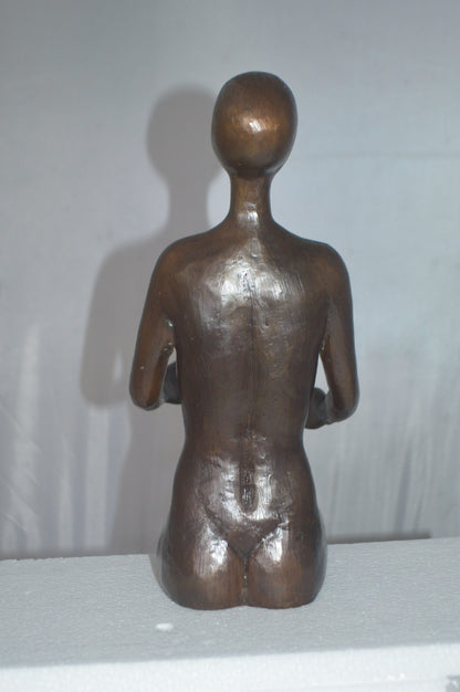 Abstract of Art Nude Girl sitting Bronze Statue -  Size: 9"L x 6"W x 21"H.