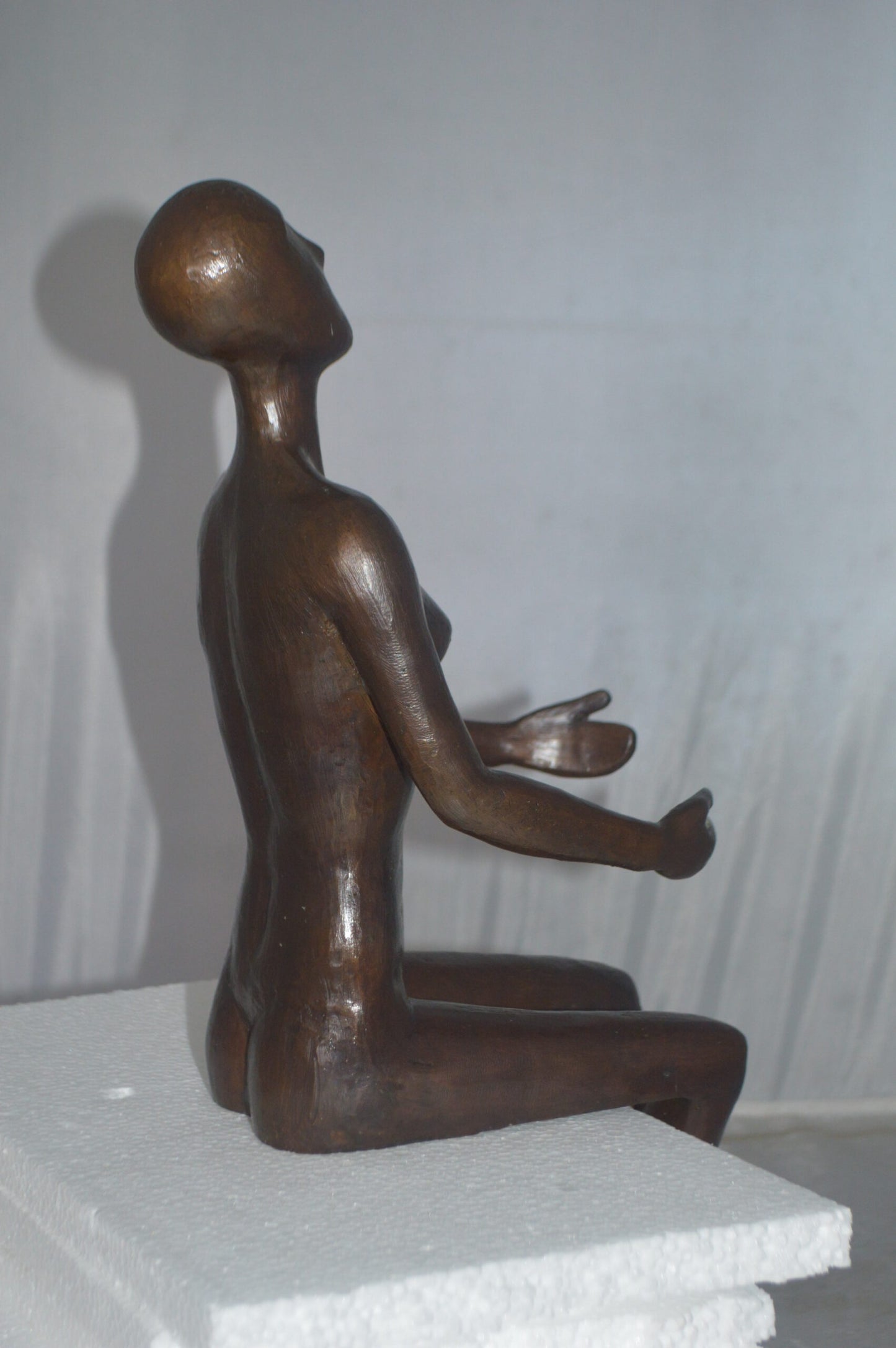 Abstract of Art Nude Girl sitting Bronze Statue -  Size: 9"L x 6"W x 21"H.