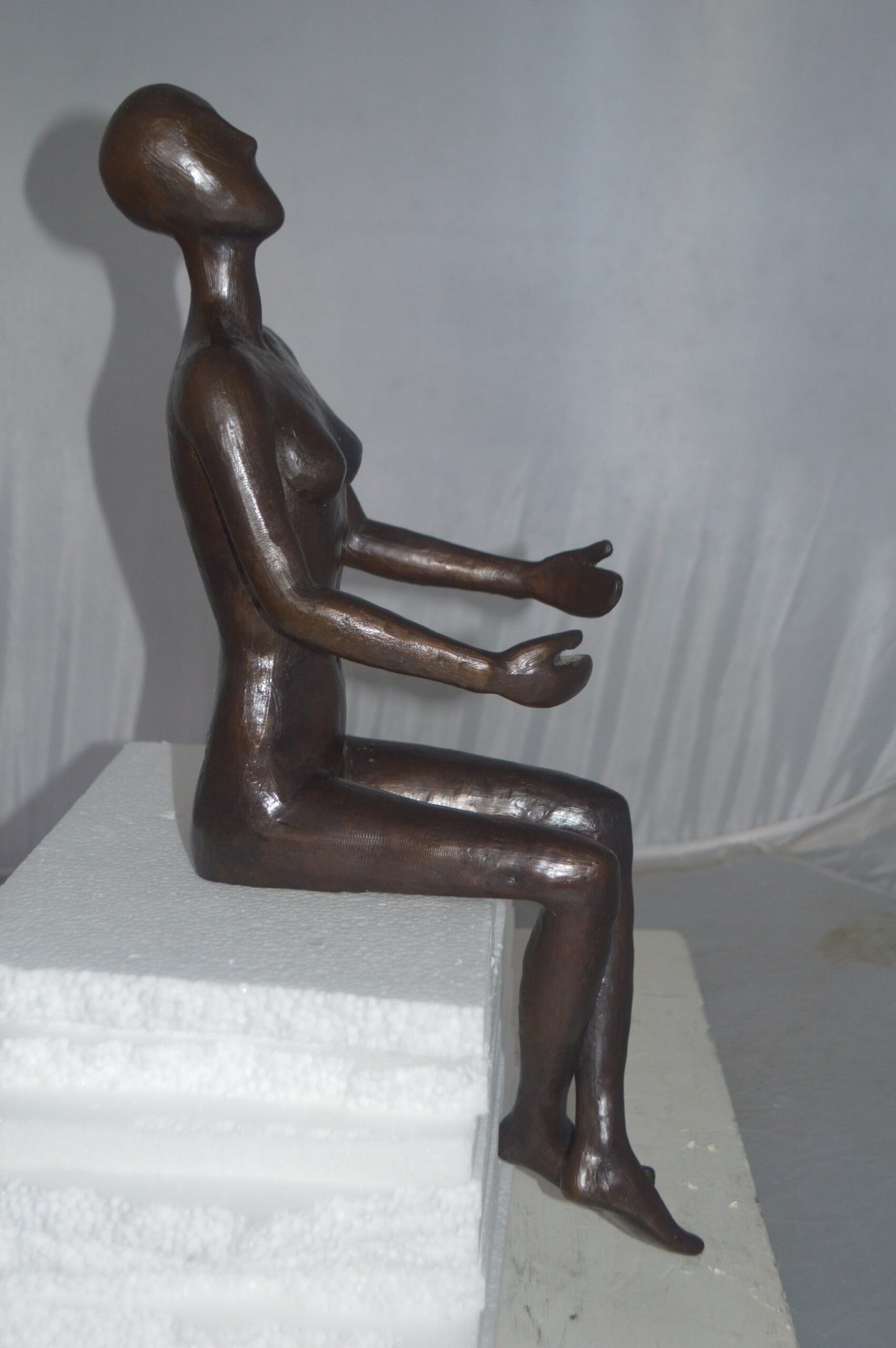 Abstract of Art Nude Girl sitting Bronze Statue -  Size: 9"L x 6"W x 21"H.