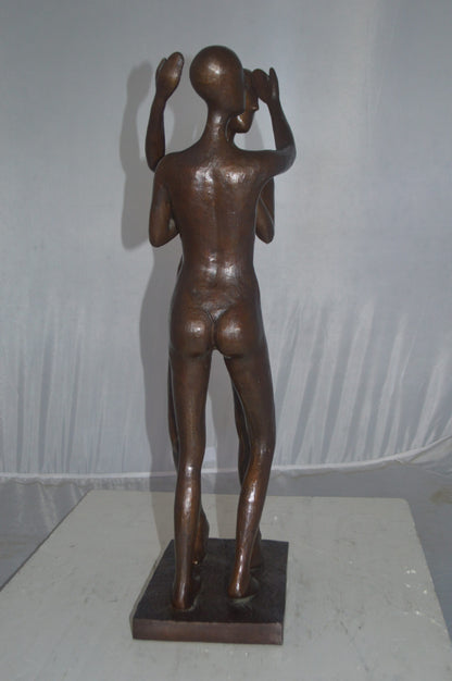 Abstract of two Art Nudes Girls Standing Bronze Statue Size: 9"L x 6"W x 24"H.