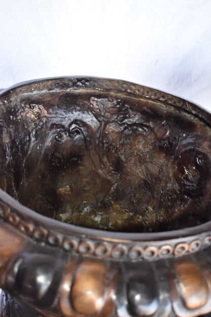 A Large Pair of Urns with Lady Faces Bronze Statue Size: 23" x 23" x 43"H