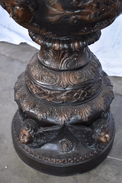 A Large Pair of Urns with Lady Faces Bronze Statue Size: 23" x 23" x 43"H