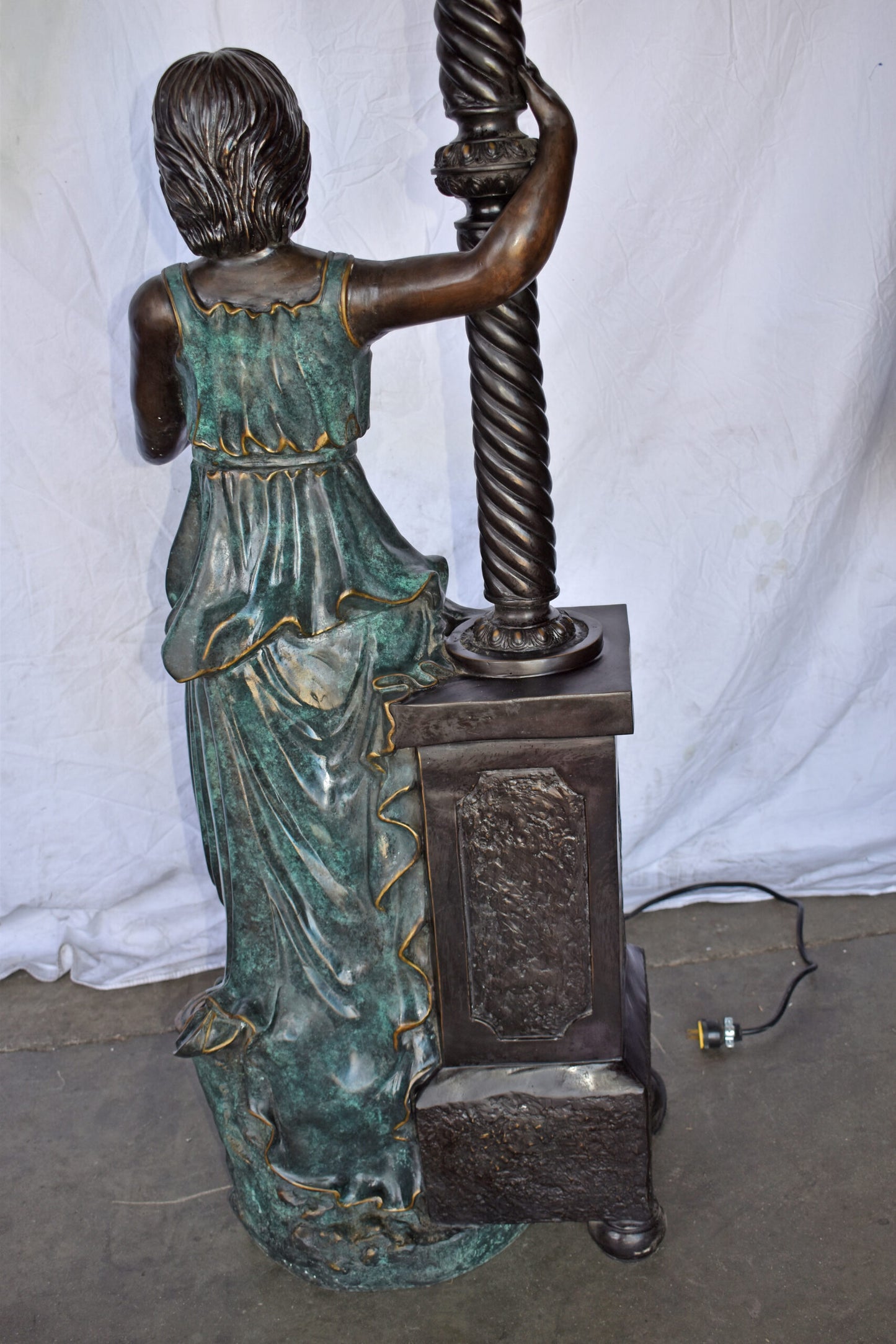 Large and Impressive Lady with a Lamp Bronze Statue Size: 20" x 12" x 69"H