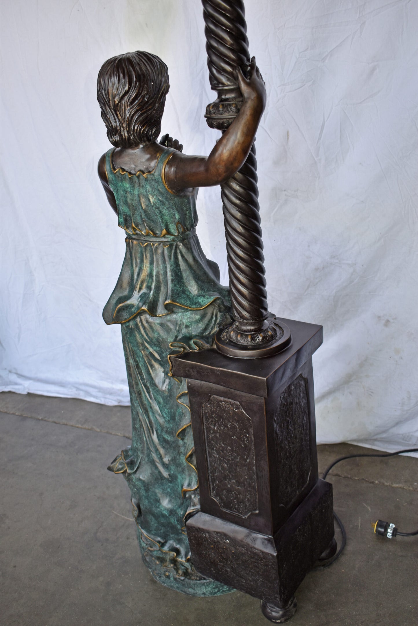Large and Impressive Lady with a Lamp Bronze Statue Size: 20" x 12" x 69"H