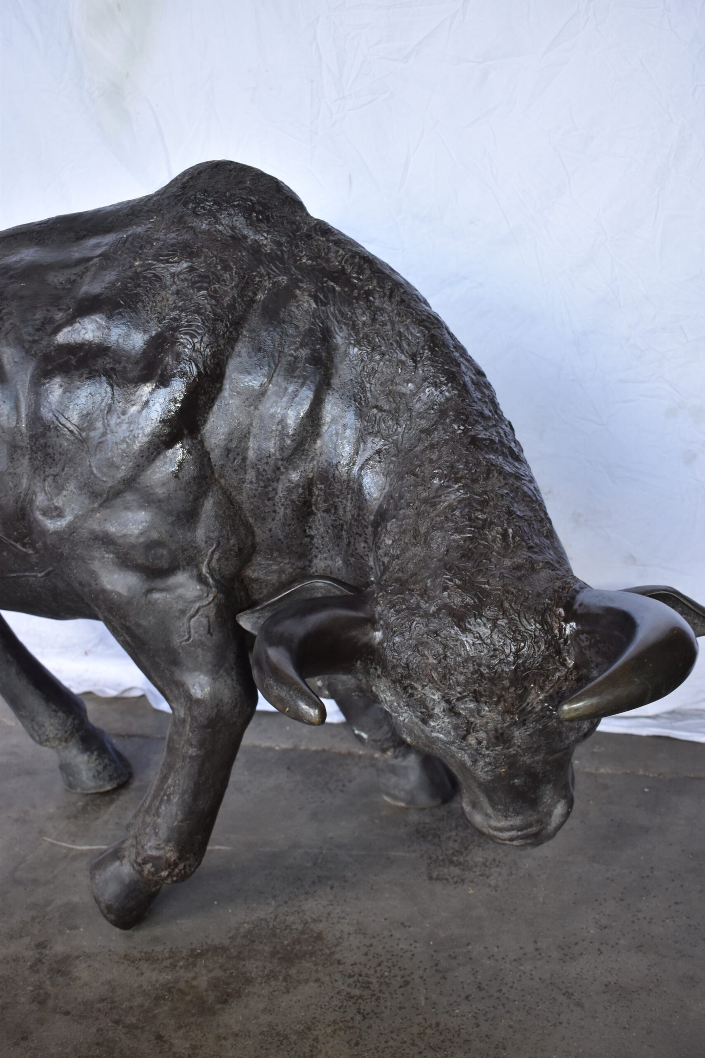 Lifesize Detailed Raging Bull Made of Bronze, Statue  Size: 73" x 32" x 41"H