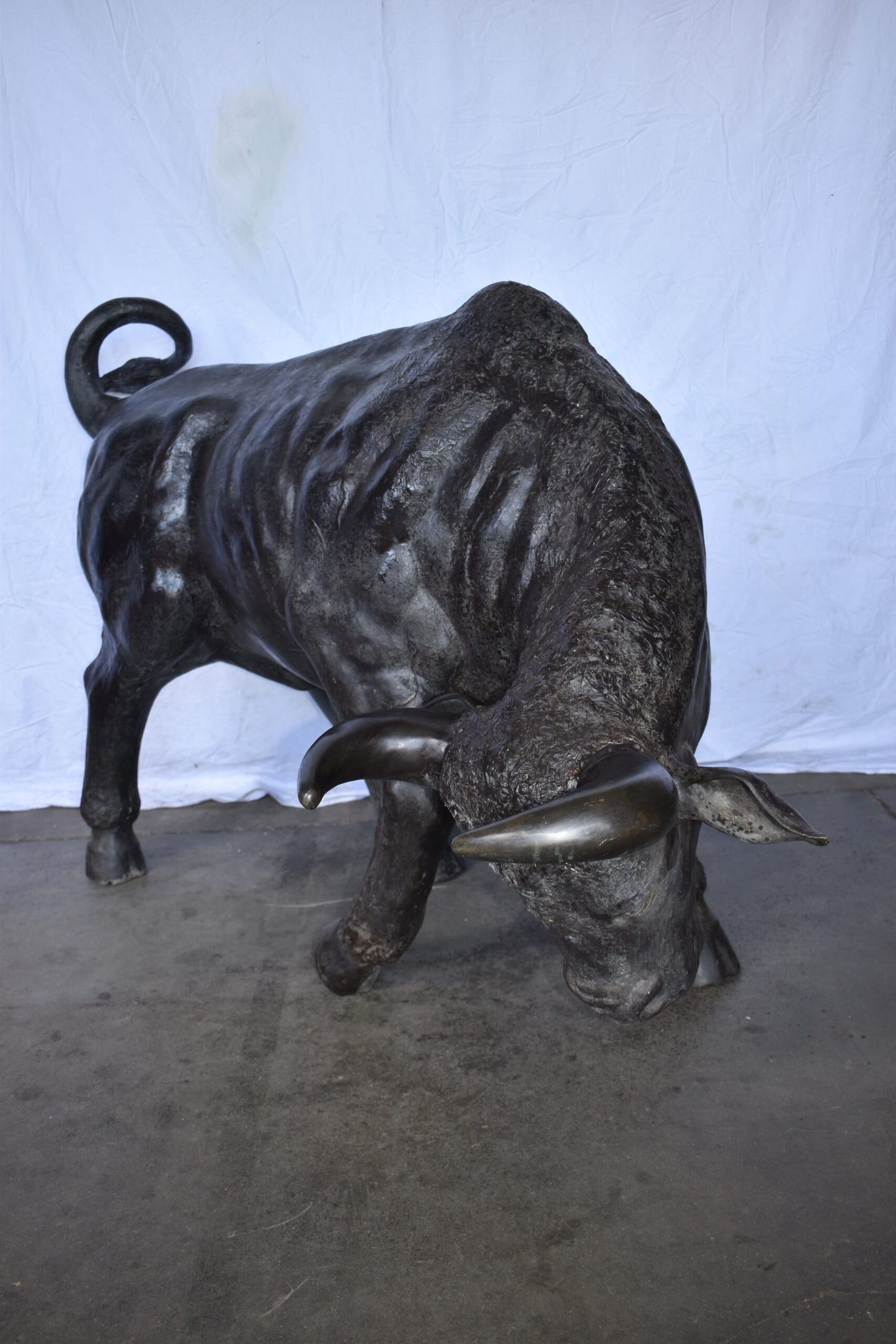 Lifesize Detailed Raging Bull Made of Bronze, Statue  Size: 73" x 32" x 41"H