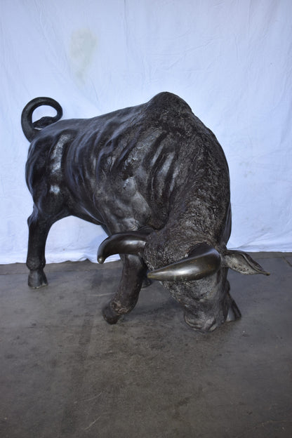 Lifesize Detailed Raging Bull Made of Bronze, Statue  Size: 73" x 32" x 41"H