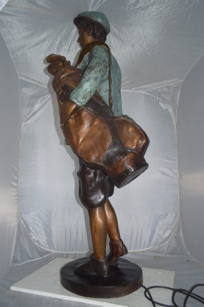 Caddy with light Bronze Statue -  Size: 30"L x 36"W x 64"H.
