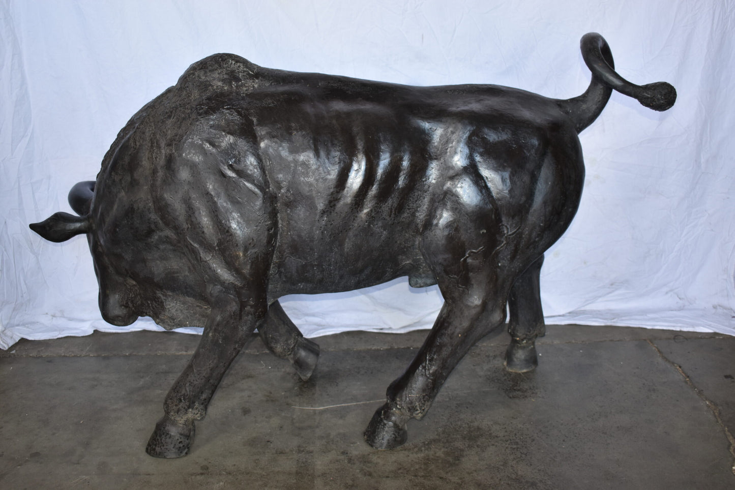 Lifesize Detailed Raging Bull Made of Bronze, Statue  Size: 73" x 32" x 41"H