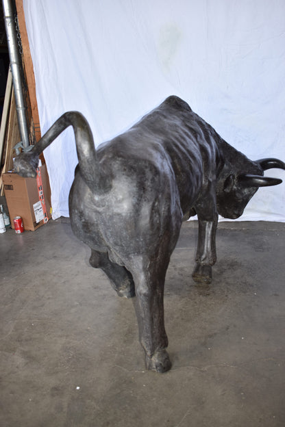 Lifesize Detailed Raging Bull Made of Bronze, Statue  Size: 73" x 32" x 41"H