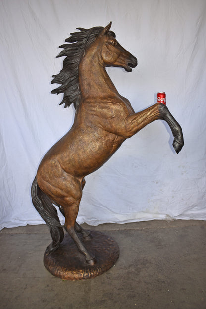 Giant and Incredibly Detailed Rearing Horse Bronze Statue Size: 49" x 27" x 73"H