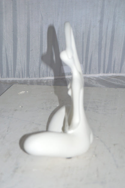 Modern Art Ballet Dancer Sitting White Resin Statue -  Size: 9"L x 5"W x 11"H.