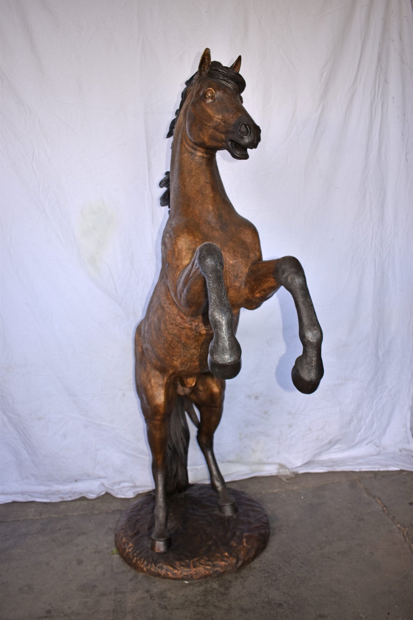 Giant and Incredibly Detailed Rearing Horse Bronze Statue Size: 49" x 27" x 73"H