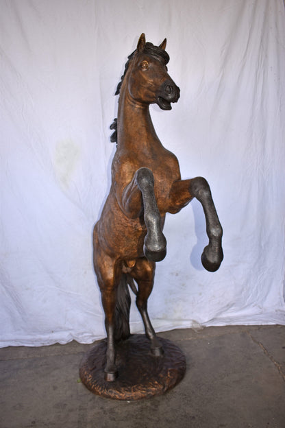 Giant and Incredibly Detailed Rearing Horse Bronze Statue Size: 49" x 27" x 73"H