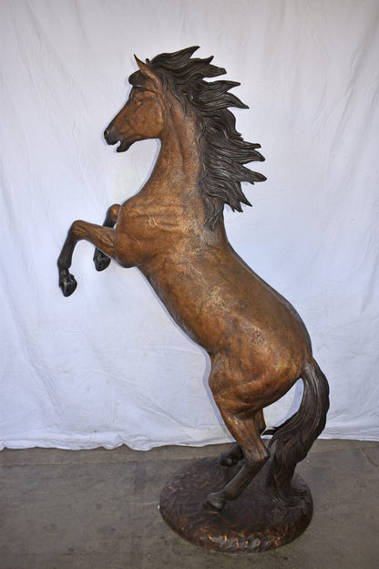 Giant and Incredibly Detailed Rearing Horse Bronze Statue Size: 49" x 27" x 73"H
