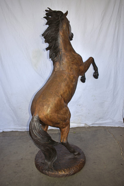 Giant and Incredibly Detailed Rearing Horse Bronze Statue Size: 49" x 27" x 73"H