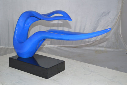 Modern Art Blue Ribbon Resin Statue -  Size: 25"L x 6"W x 13"H.