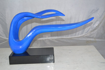 Modern Art Blue Ribbon Resin Statue -  Size: 25"L x 6"W x 13"H.