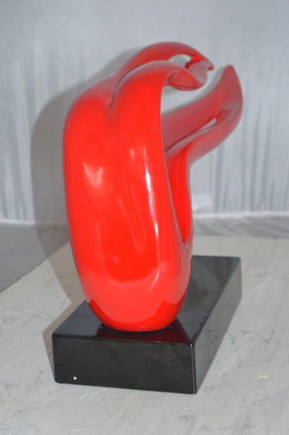 Modern Art Red Ribbon Resin Statue -  Size: 25"L x 6"W x 13"H.