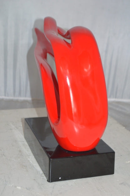 Modern Art Red Ribbon Resin Statue -  Size: 25"L x 6"W x 13"H.