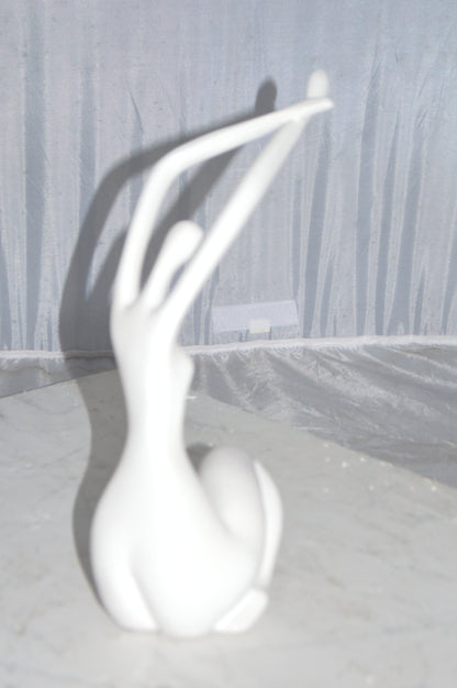 Modern Art Dancer in Action White Resin Statue -  Size: 4"L x 6"W x 13"H.