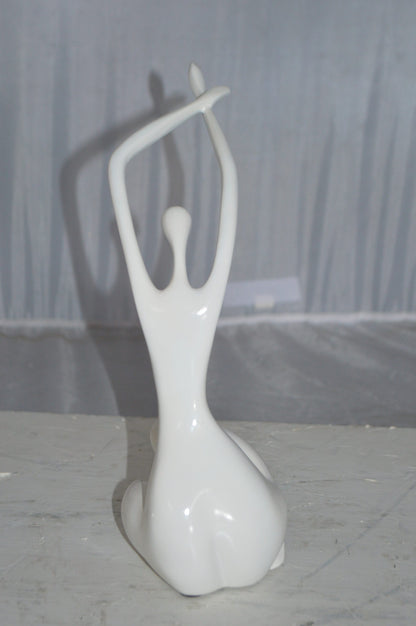 Modern Art Dancer in Action White Resin Statue -  Size: 4"L x 6"W x 13"H.