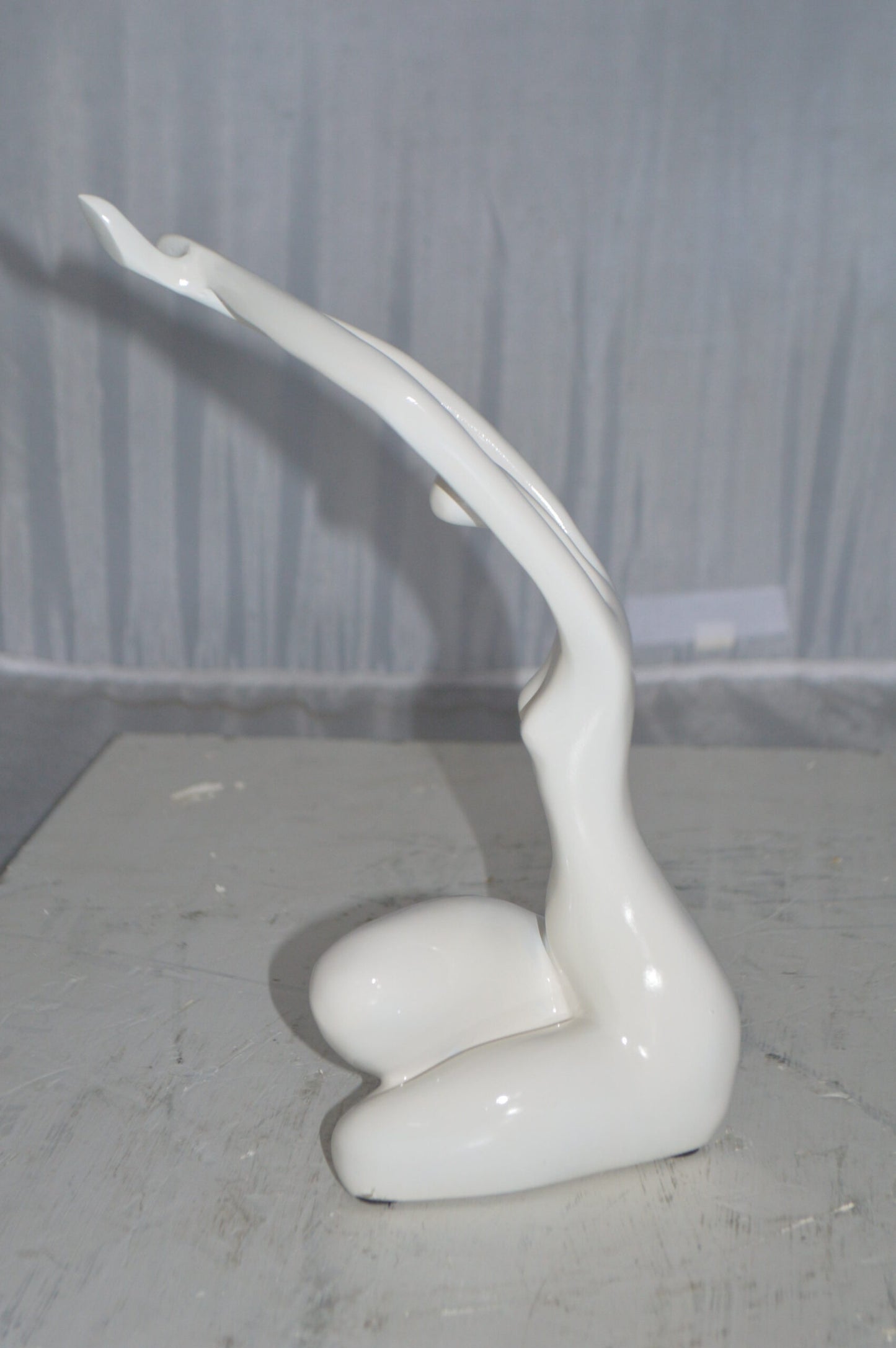 Modern Art Dancer in Action White Resin Statue -  Size: 4"L x 6"W x 13"H.