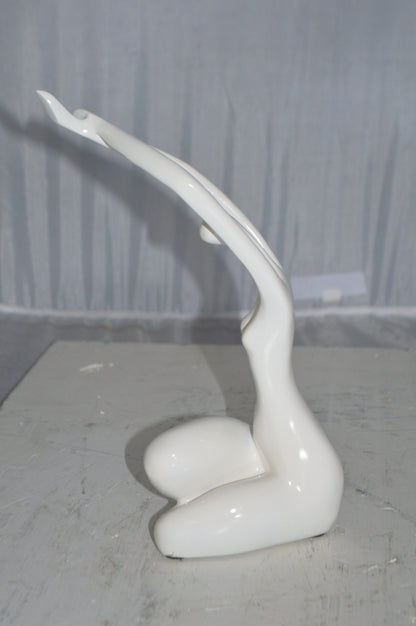 Modern Art Dancer in Action White Resin Statue -  Size: 4"L x 6"W x 13"H.