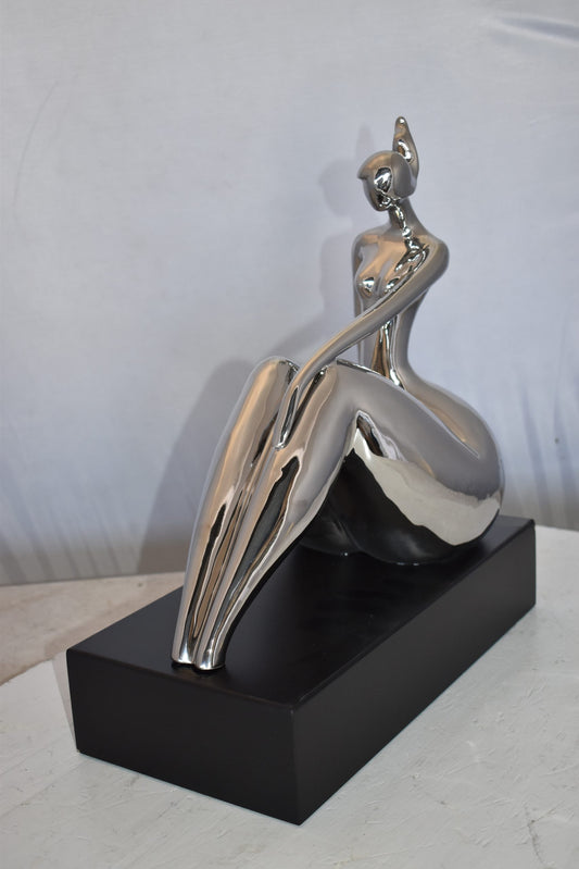 Modern Art Ceramic Posing Lady Statue Size: 15" x 7" x 17"H