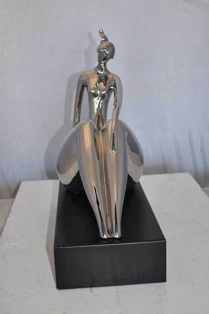 Modern Art Ceramic Posing Lady Statue Size: 15" x 7" x 17"H